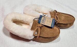 Dluxe by Dearfoams Women's Shearling with Fur Slippers size 8